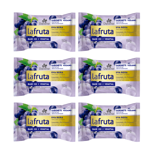 Combo 10022 (6 x Sabonete em Barra Vegetal La Fruta Uva Roxa 150g)