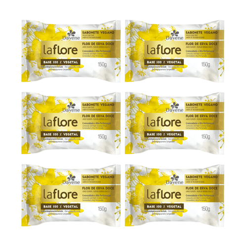 Combo 10030 (6 x Sabonete em Barra Vegetal La Flore Erva Doce 150g)