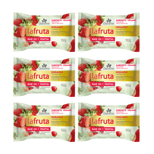 Combo  6 x Sabonete em Barra Vegetal La Fruta Morango 150g