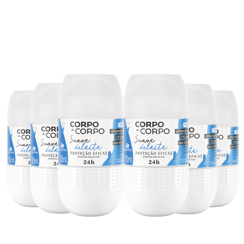 Combo 10012 (6 x Desodorante Antiperspirante Roll On Corpo a Corpo Suave 50ml)