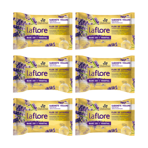 Combo 6 Un - Sabonete em Barra Vegetal La Flore Lavanda 150g