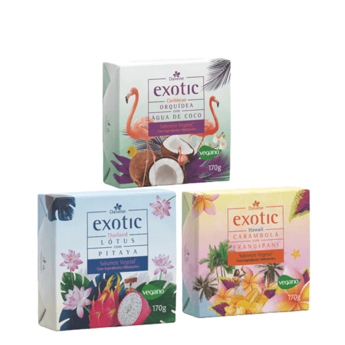 Kit 3 Sabonetes Linha Exotic Thailand Caribbean e Hawaii