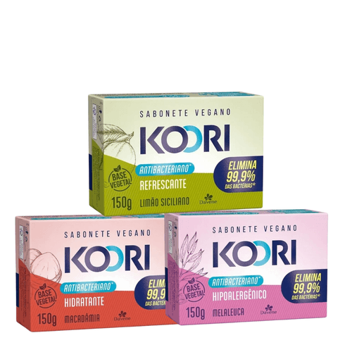 Kit Sabonetes Koori Antibac Davene Hidratante Hipoalergenico e Refrescante