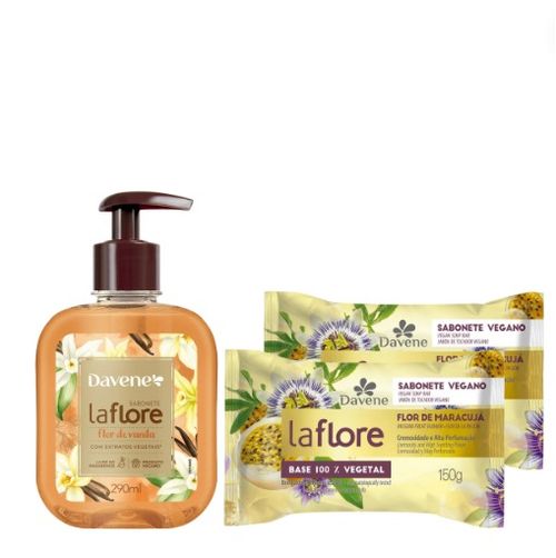 Kit 2 Sabonetes La Flore Maracuja + 1 Sabonete Líquido Vanila