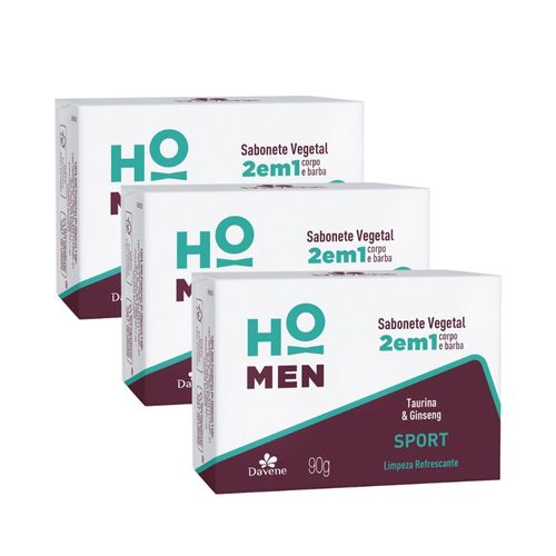 3 Un Sabonete Vegetal em Barra Ho Men 2 em 1 Sport- 90g