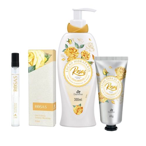 Kit Rosas Amarelas - Perfume + Creme de mãos + Hidratante