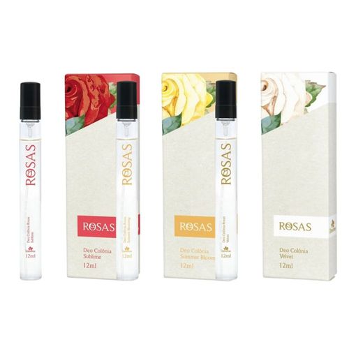 Kit Perfume de Bolsa Rosas Summer + Sublime + Velvet 12ml