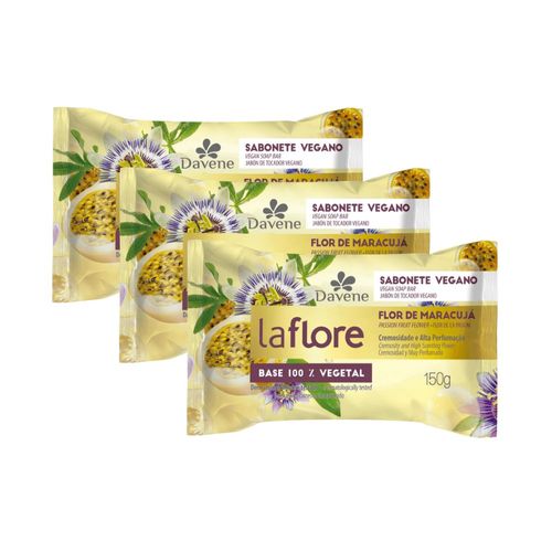 3 Un Sabonete em Barra Vegetal La Flore Flor de Maracujá 150g