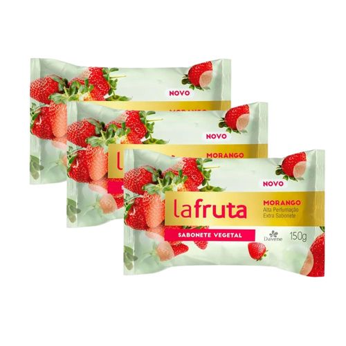3 Un Sabonete em Barra Vegetal La Fruta Morango 150g