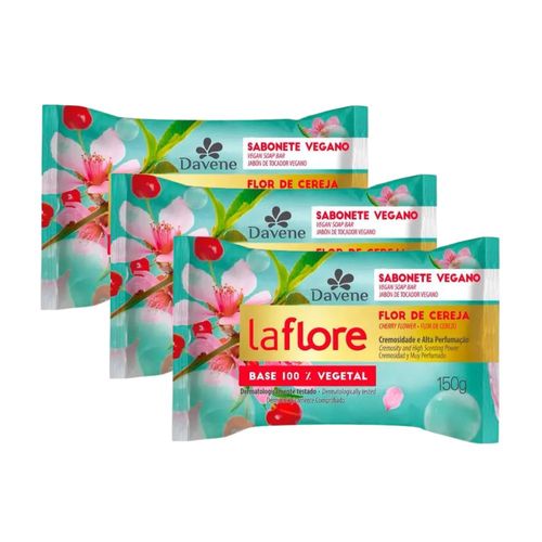 3 Un Sabonete em Barra Vegetal La Flore Flor de Cereja 150g