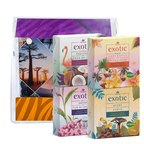 Kit 4 Sabonetes Vegetais Exotic com Necessaire