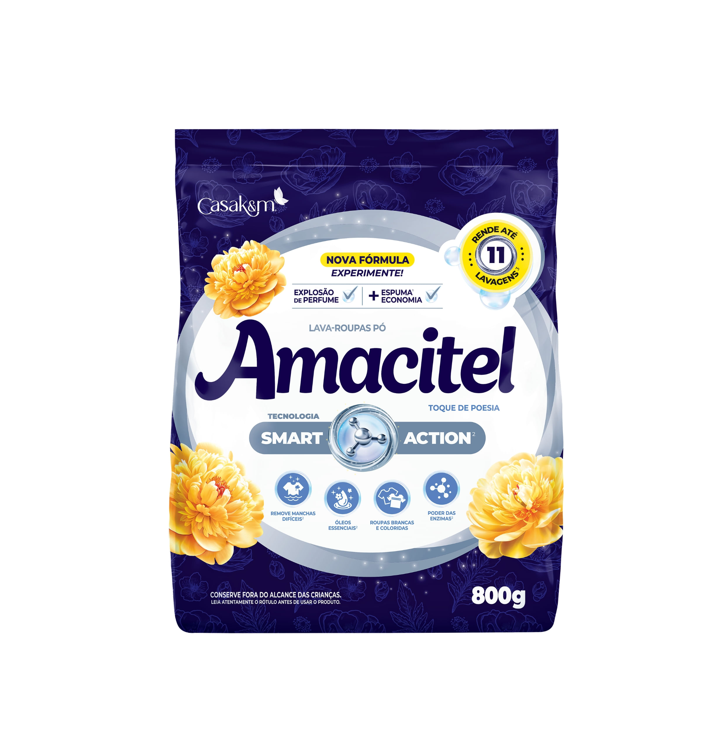Lava Roupas Pó Amacitel Alegres Encantos 800g - Casa K&M