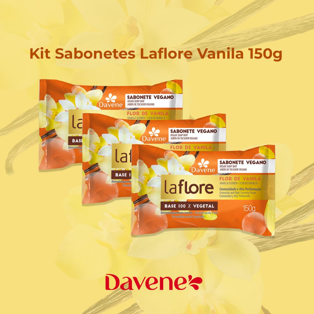 Sabonete Vegetal La Flore Vanila Davene – Combo 3 Unidades de 150g