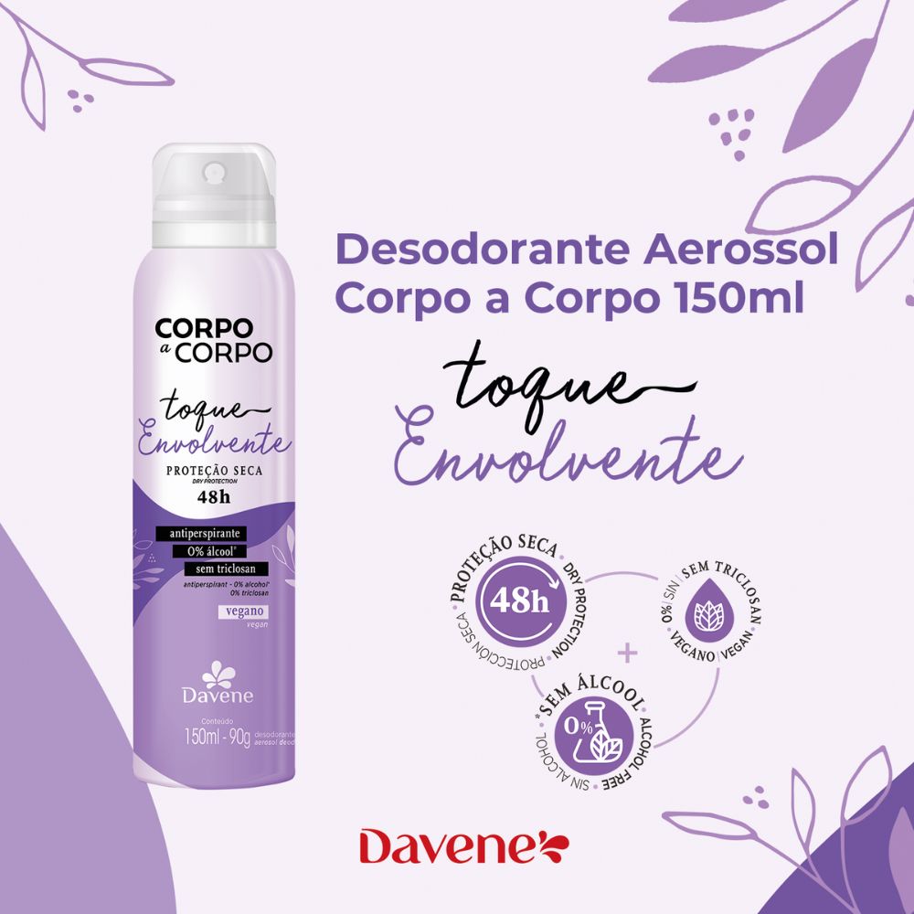 Desodorante Aerossol Corpo a Corpo Envolvente 150ml Davene