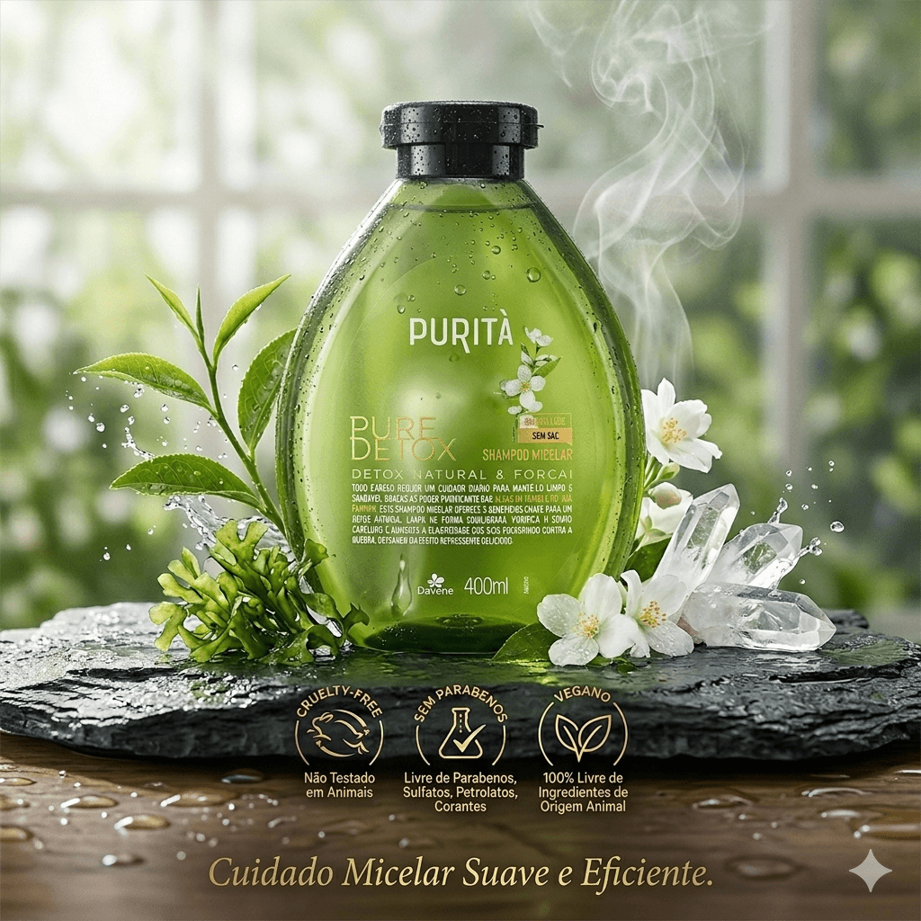 Shampoo Micelar Pure Detox Purita 400Ml - Davene