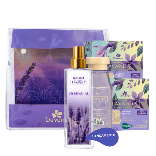 Kit Lavanda Brasileira - Sabonete Vegetal + Óleo Corporal + Deo Colônia + Necessaire