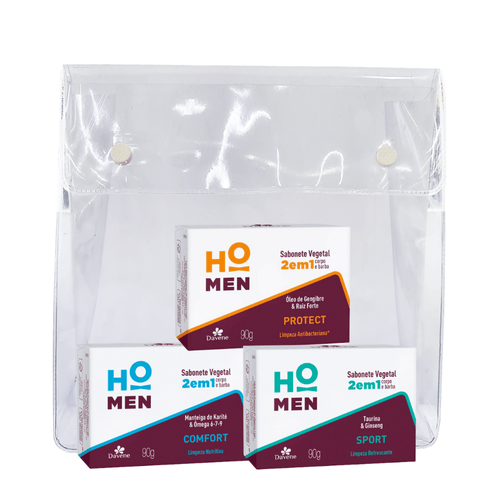 Kit 3x Sabonetes Ho Men 90g Davene + Embalagem
