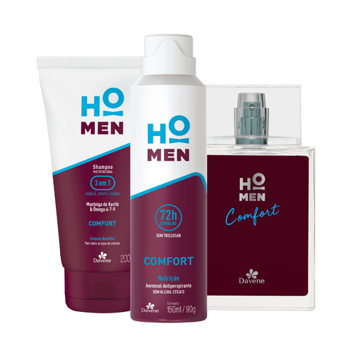 Kit Ho Men Comfort Shampoo + Aerossol + Colônia Davene