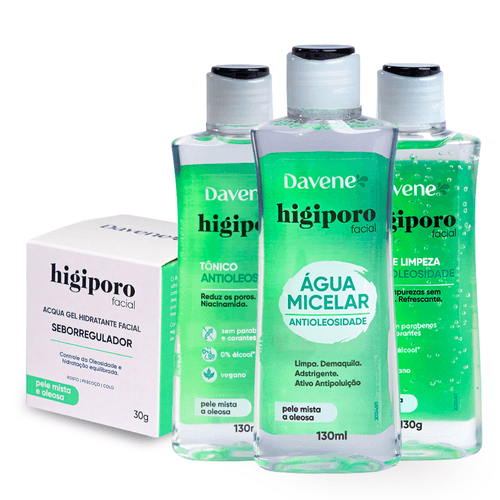Kit Rotina Completa Higiporo Pele Mista e Oleosa (4 Produtos) - Davene