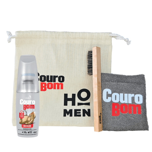 Kit Couro Bom Dia dos Pais (Flanela, Escovinha e Sacola Ecobag)
