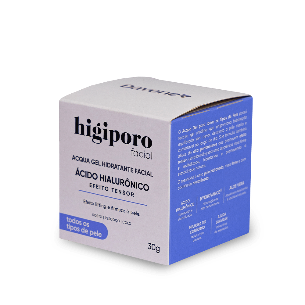Hidratante Facial Higiporo Todos Tipos de Pele Acqua Gel 30g - Davene