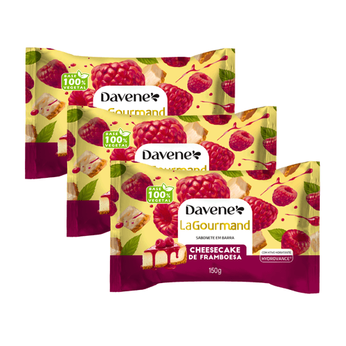 3 Un Sabonete em Barra Vegetal La Gourmand Cheesecake de Framboesa 150g – Davene